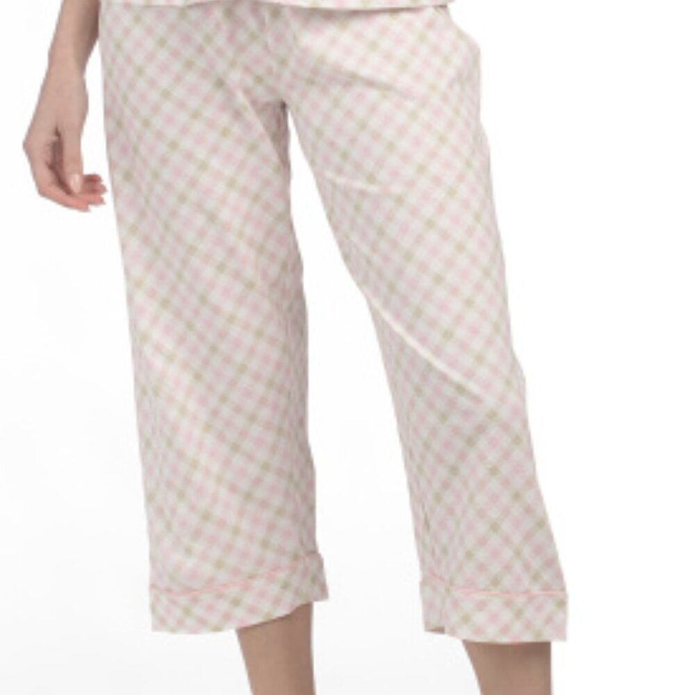POPPY & CLAY 2pc Short Sleeve Top + Capri Pajama Set Size M Organic Cotton NWT - Picture 4 of 6